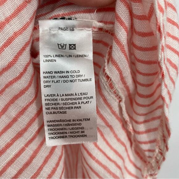 Saks Fifth Avenue Women’s Made In Italy Linen Blouse Off The Shoulder Lace S - Picture 6 of 7